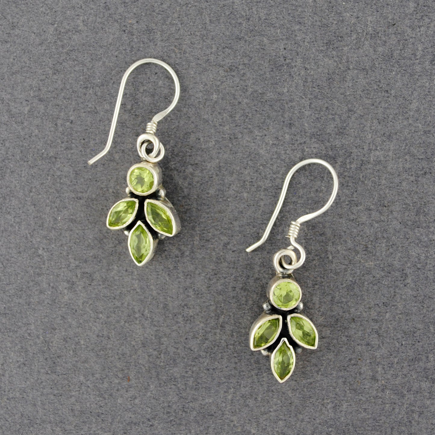 Sterling Silver Peridot Leaf Earrings