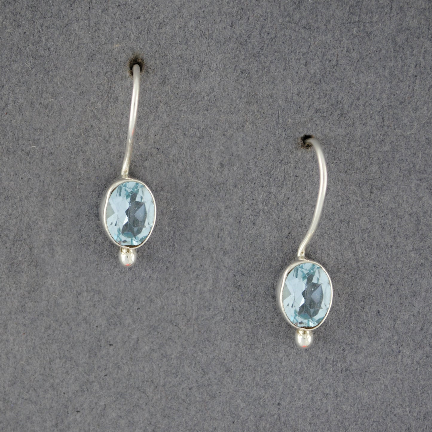 Sterling Silver Blue Topaz Simple Oval Earrings