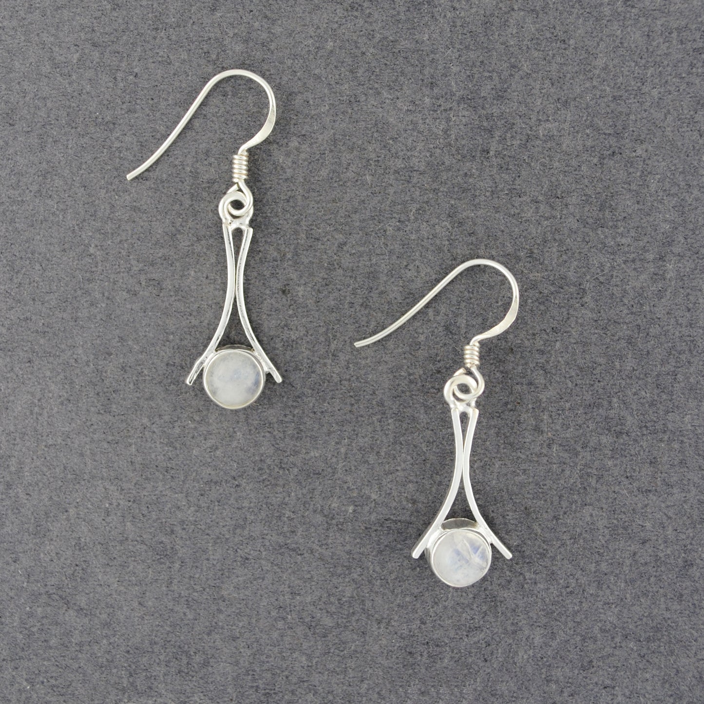 Sterling Silver Moonstone Curved Lines Earrings