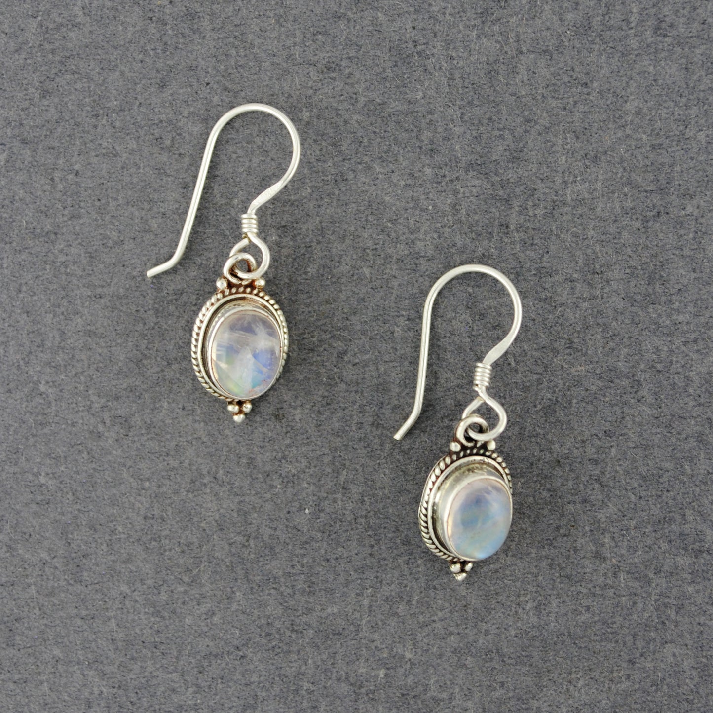Sterling Silver Moonstone Oval Dangle Earrings