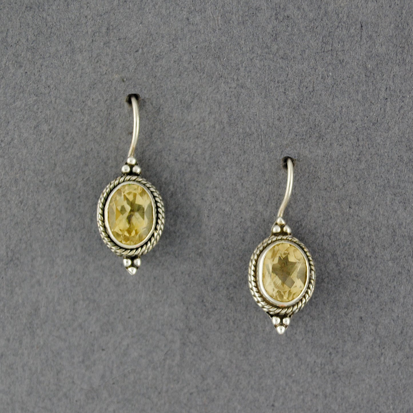 Sterling Silver Citrine Oval Earrings