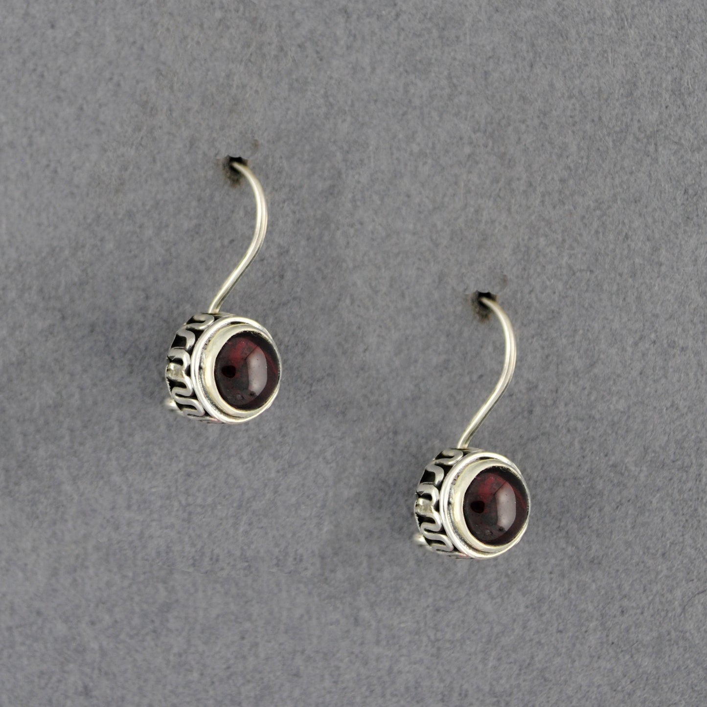 Sterling Silver Garnet Small Circle Earrings