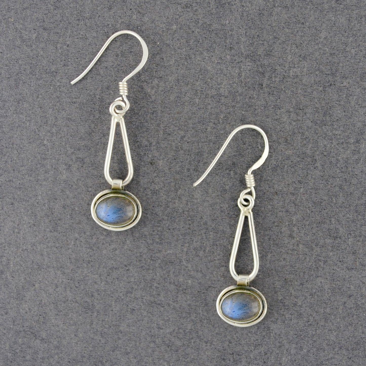 Sterling Silver Labradorite Oval Teardrop Earrings