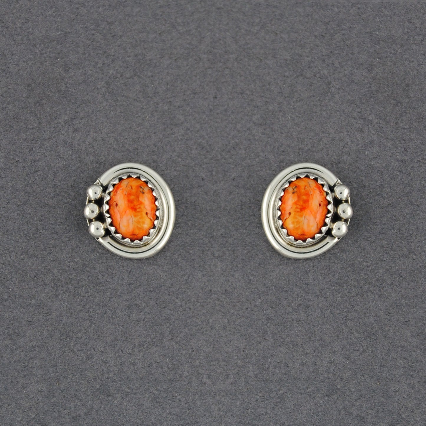 Sterling Silver Orange Spiny Oyster Post Earrings
