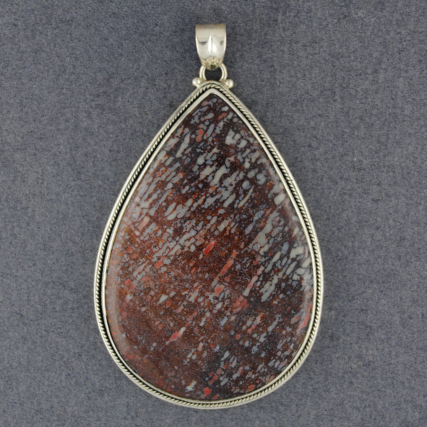 Sterling Silver Jumbo Dinosaur Bone Teardrop Pendant