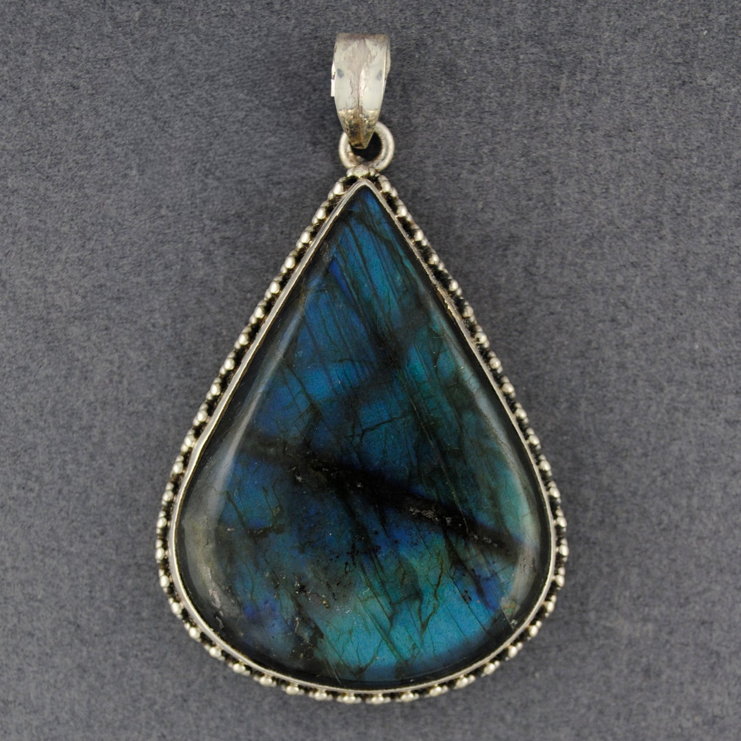 Sterling Silver Extra Large Labradorite Teardrop Pendant