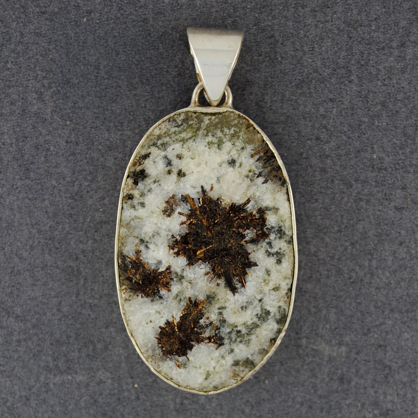 Sterling Silver White Astrophylite Oval Pendant