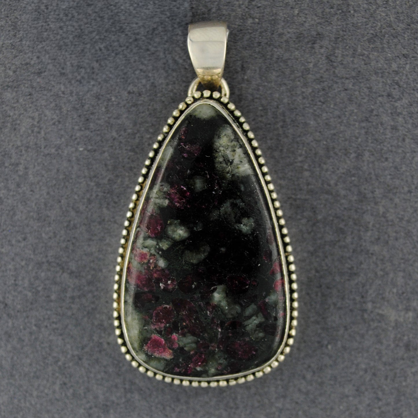 Sterling Silver Eudyalite Dotted Teardrop Pendant