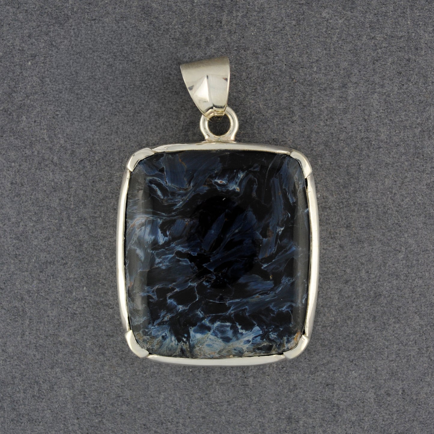 Sterling Silver Pietersite Large Square Pendant