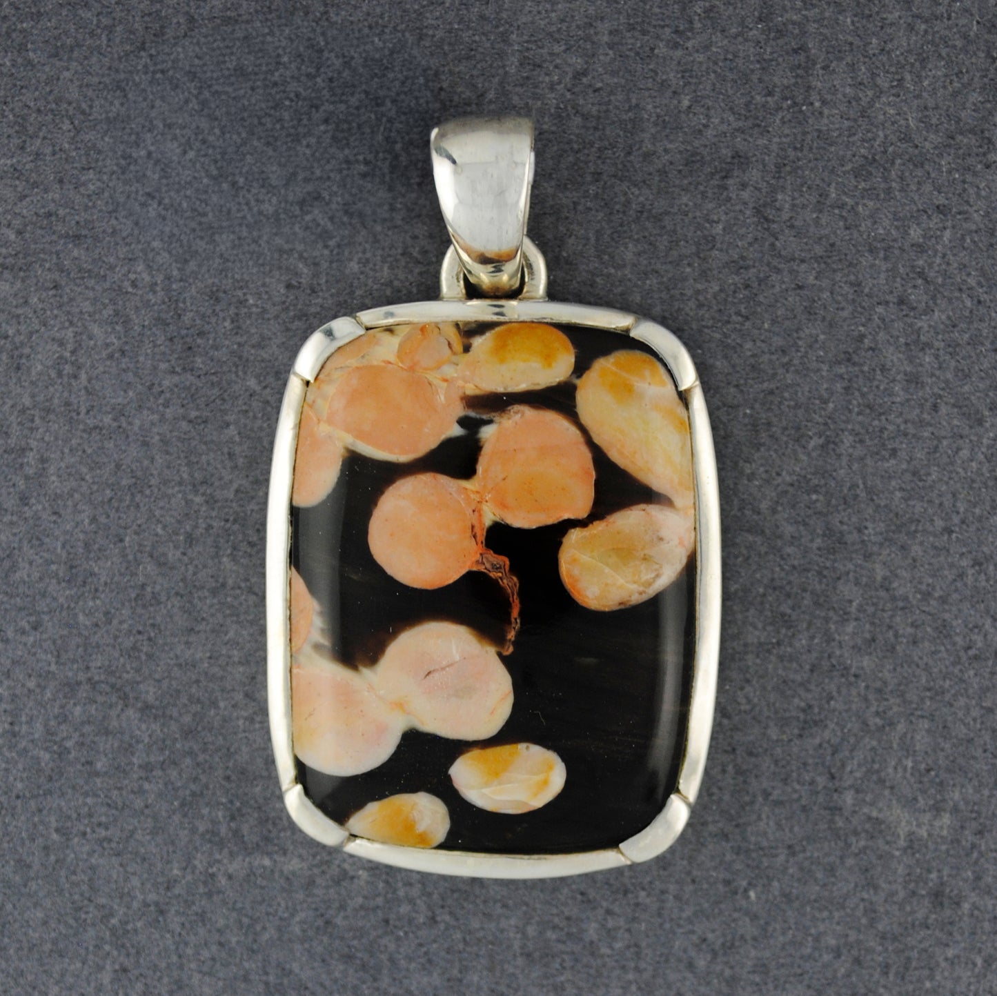 Sterling Silver Peanut Wood Large Rectangle Pendant