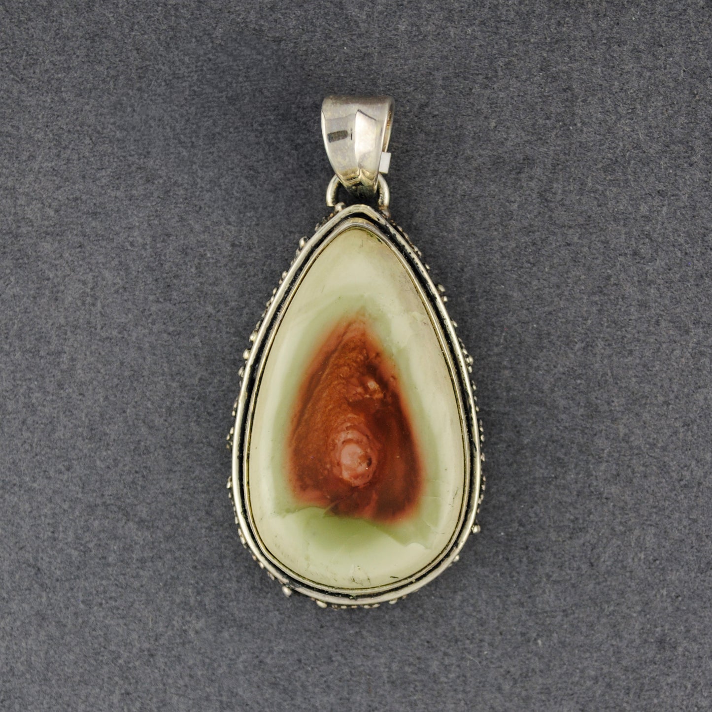 Sterling Silver Imperial Jasper Dotted Teardrop Pendant