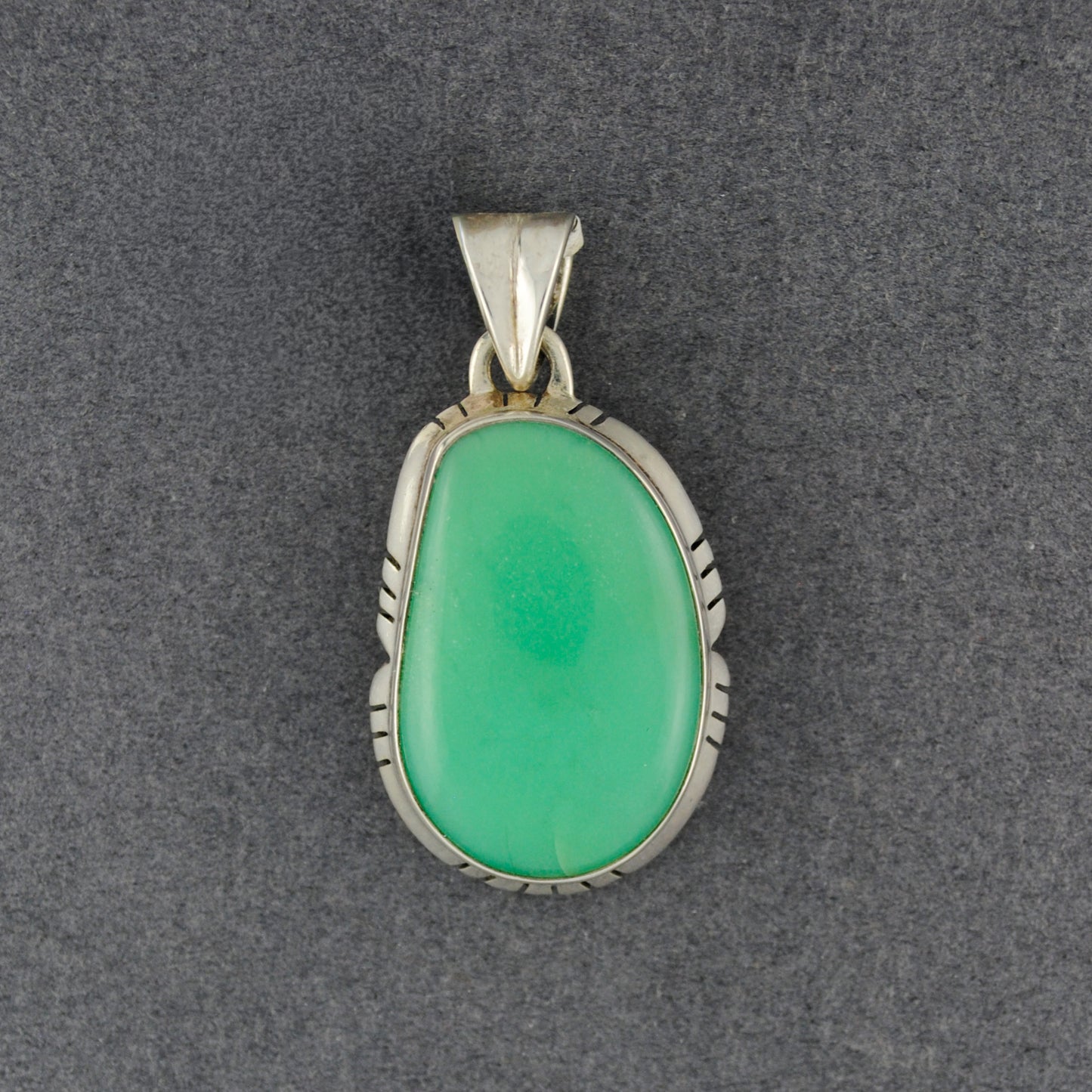 Sterling Silver Chrysoprase Drop Pendant