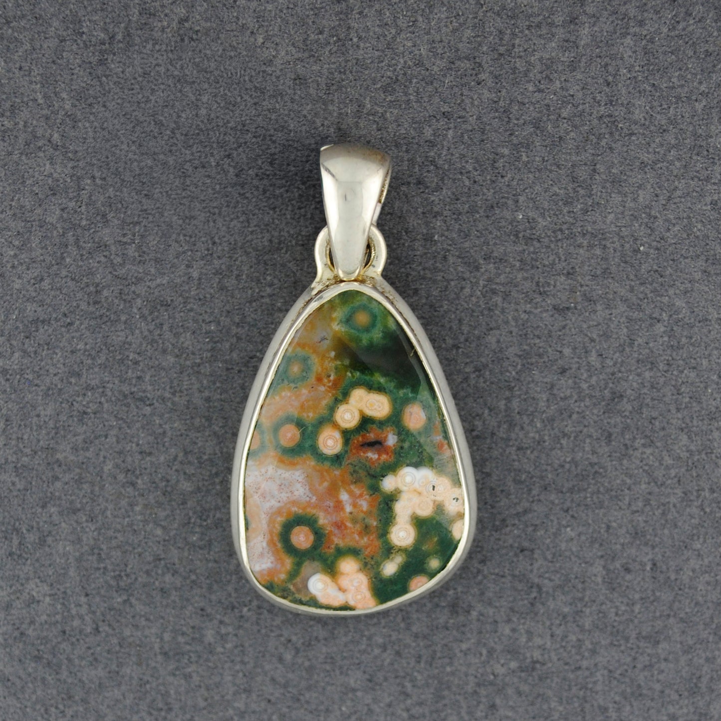 Sterling Silver Ocean Jasper Faceted Drop Pendant