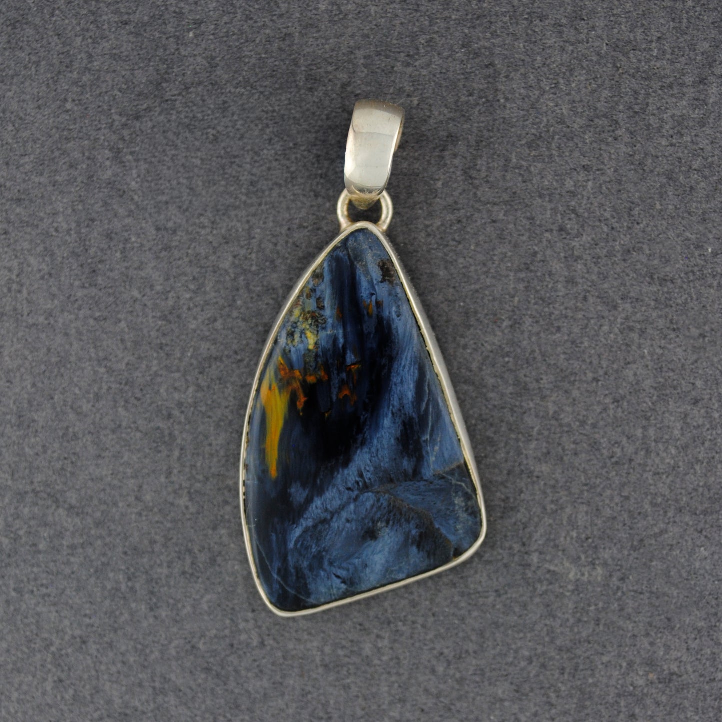 Sterling Silver Pietersite Curved Triangle Pendant