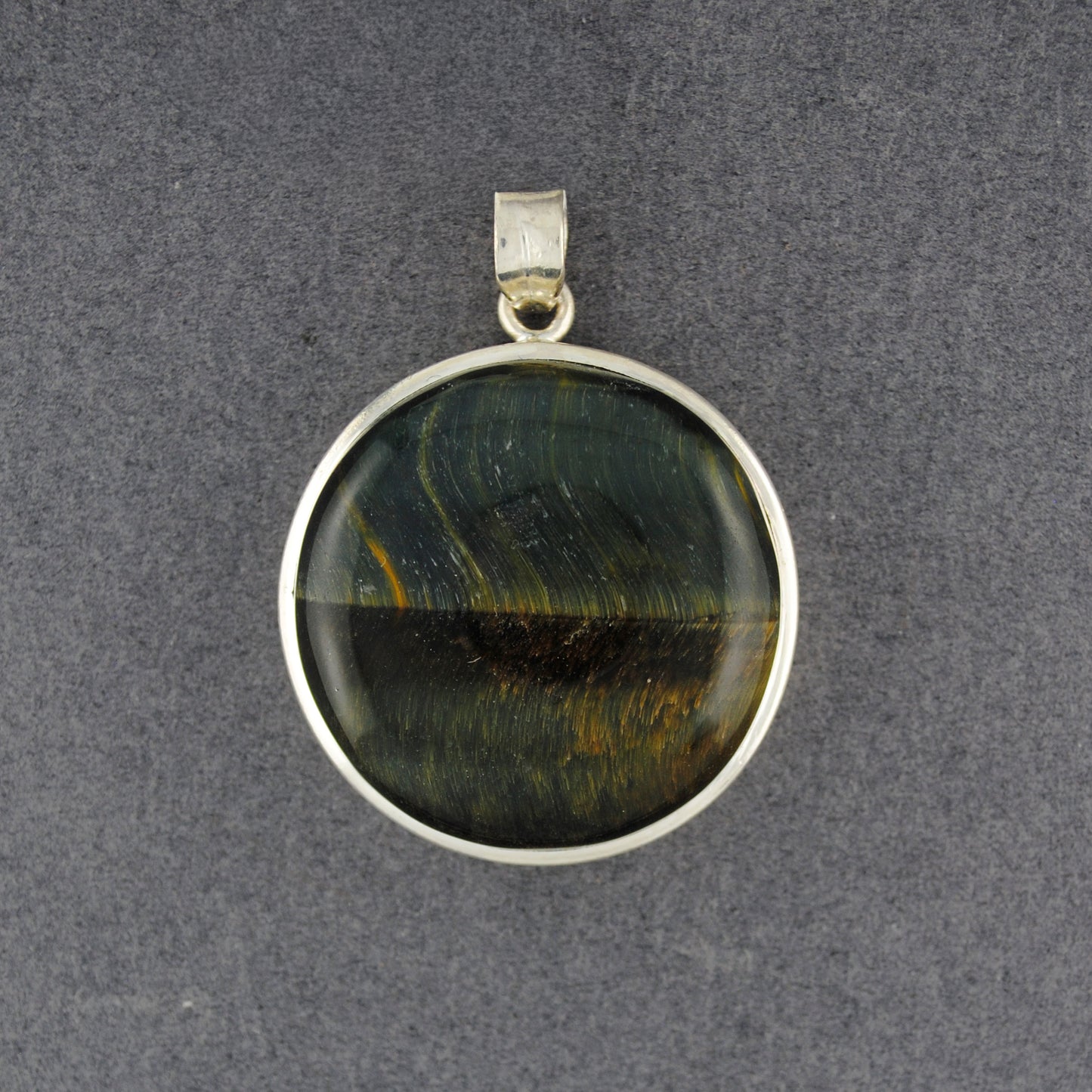 Sterling Silver Tiger's Eye Medium Circle Pendant