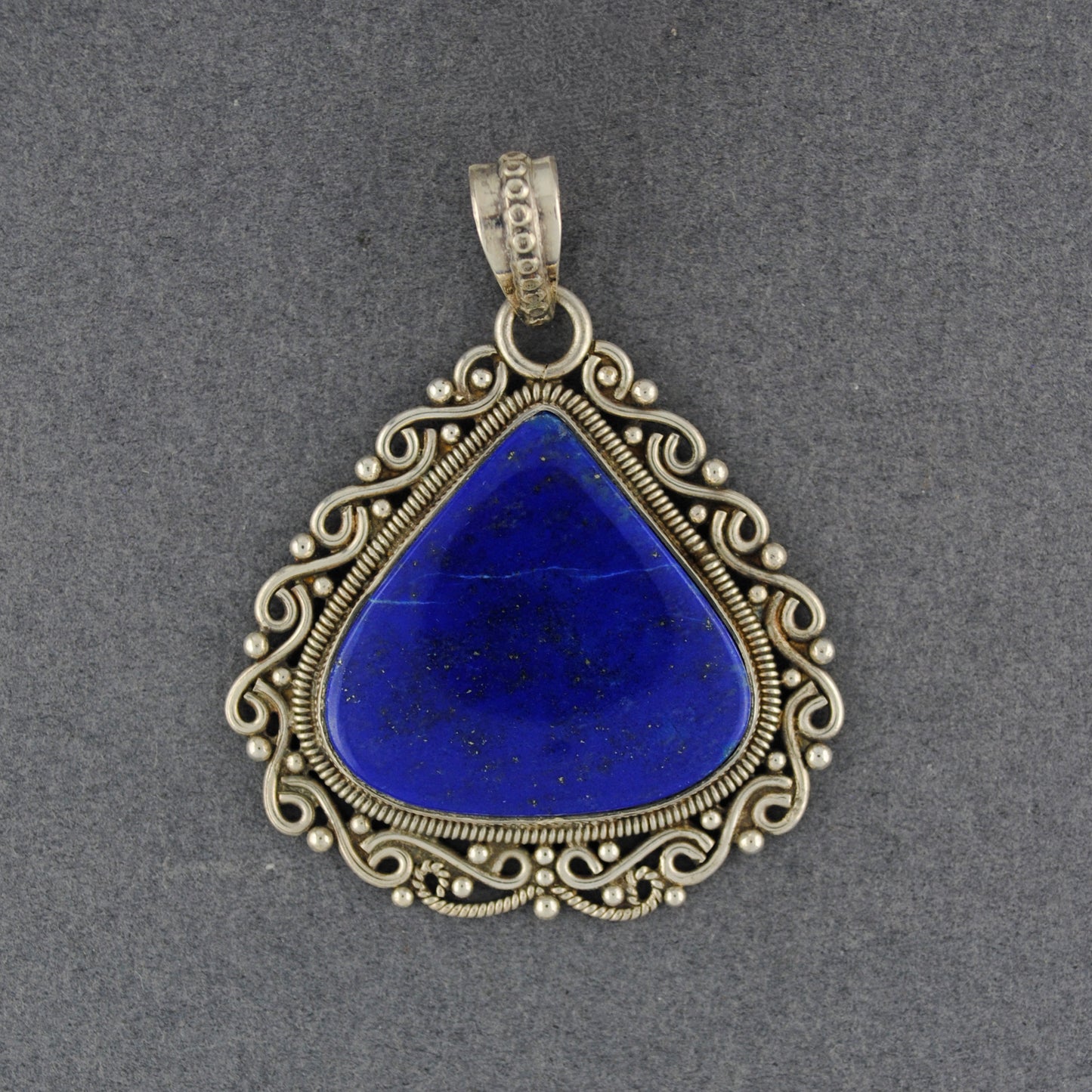 Sterling Silver Lapis Fancy Teardrop Pendant