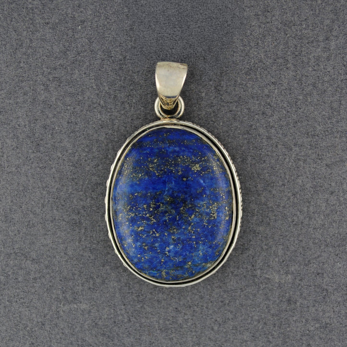 Sterling Silver Lapis Notched Oval Pendant