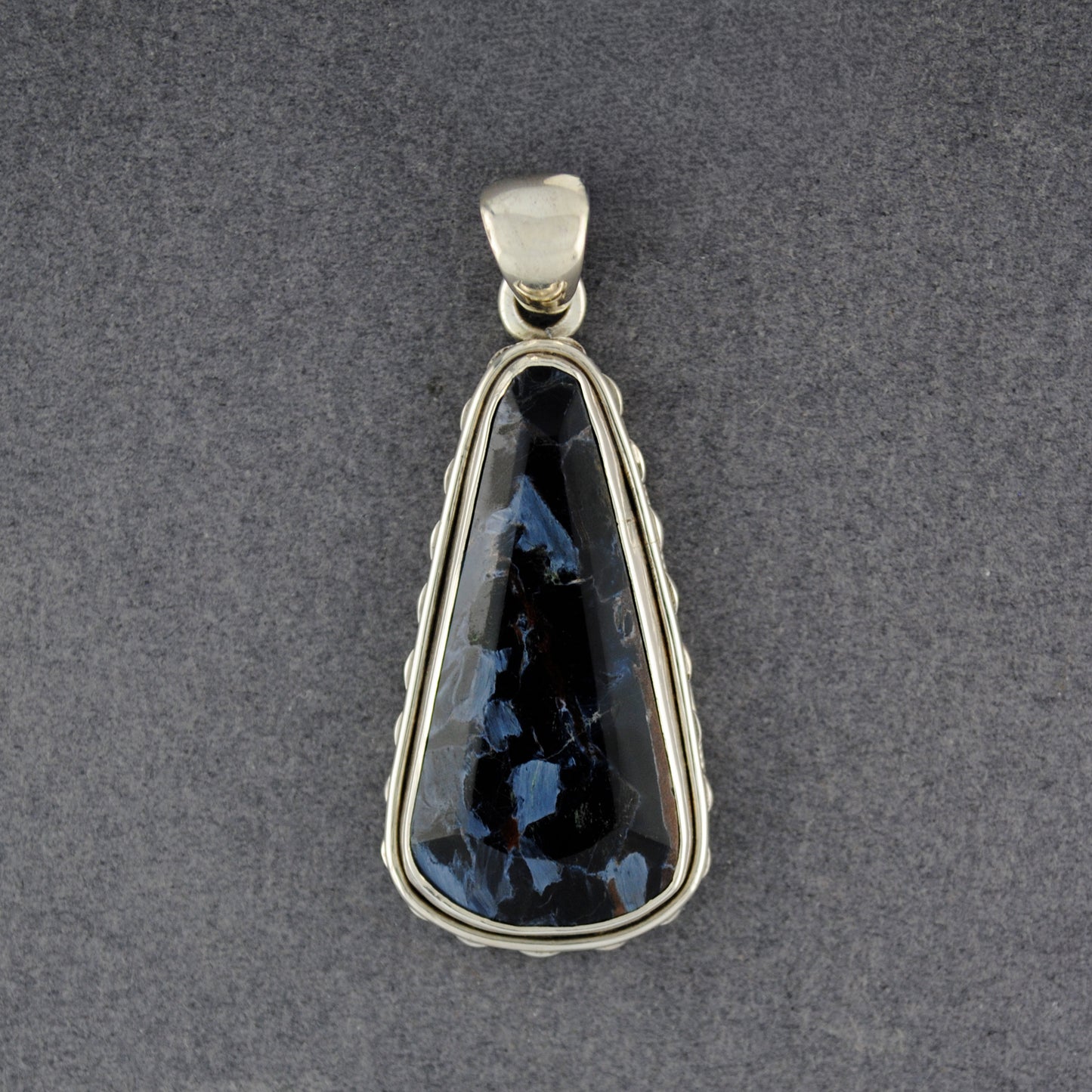 Sterling Silver Pietersite Long Teardrop Pendant