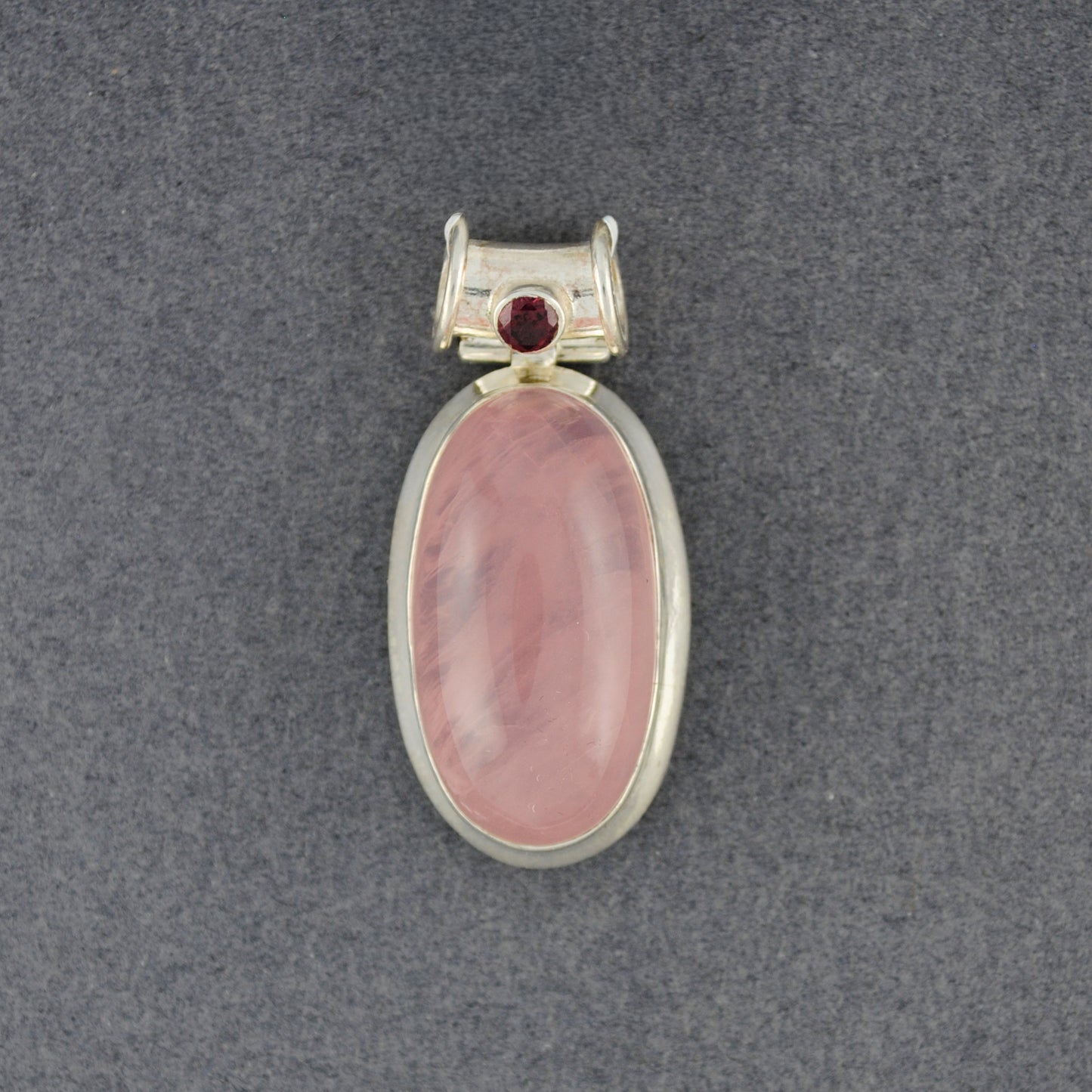 Sterling Silver Rose Quartz with Garnet Pendant