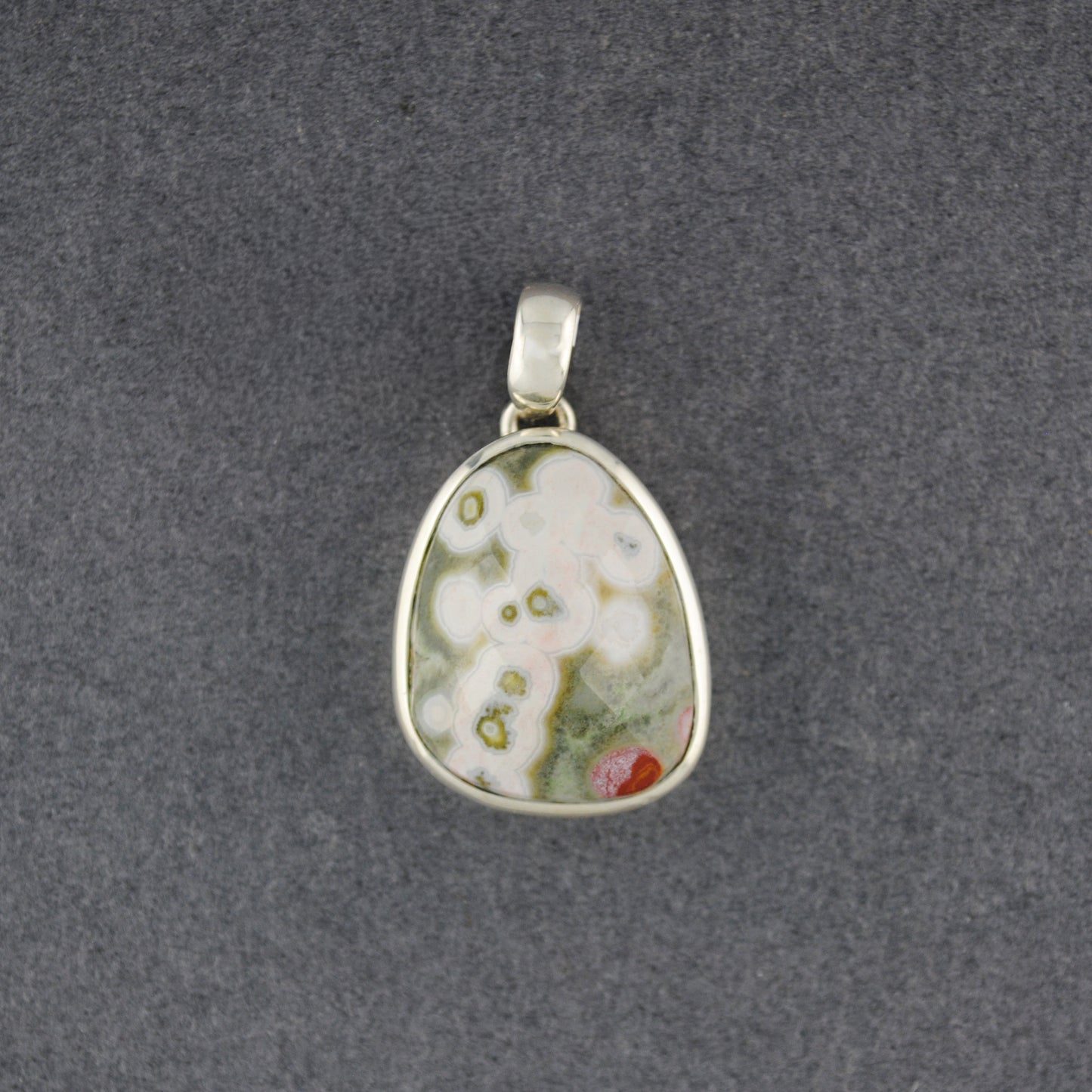 Sterling Silver Ocean Jasper Small Faceted Drop Pendant