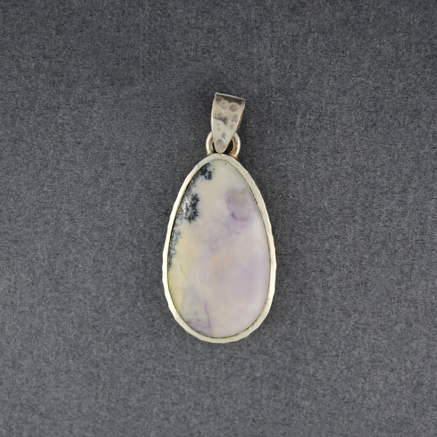 Sterling Silver Tiffany Stone Hammered Drop Pendant