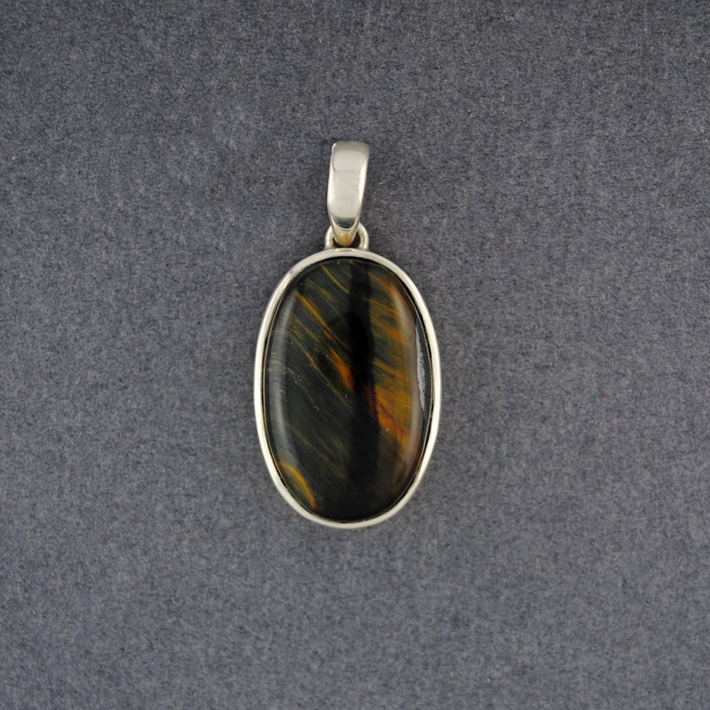 Sterling Silver Tiger's Eye Small Oval Pendant