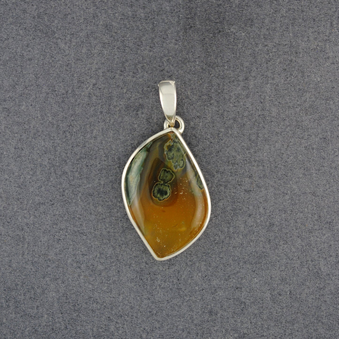 Sterling Silver Ocean Jasper Orange Drop Pendant