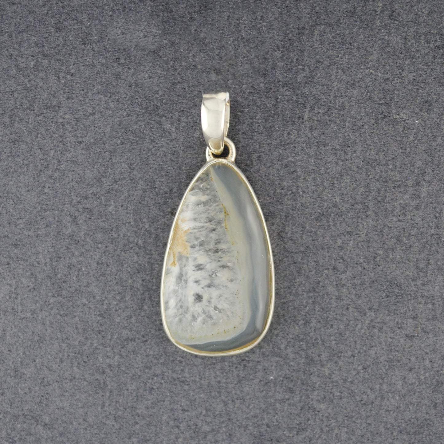 Sterling Silver Grey Agate Small Teardrop Pendant