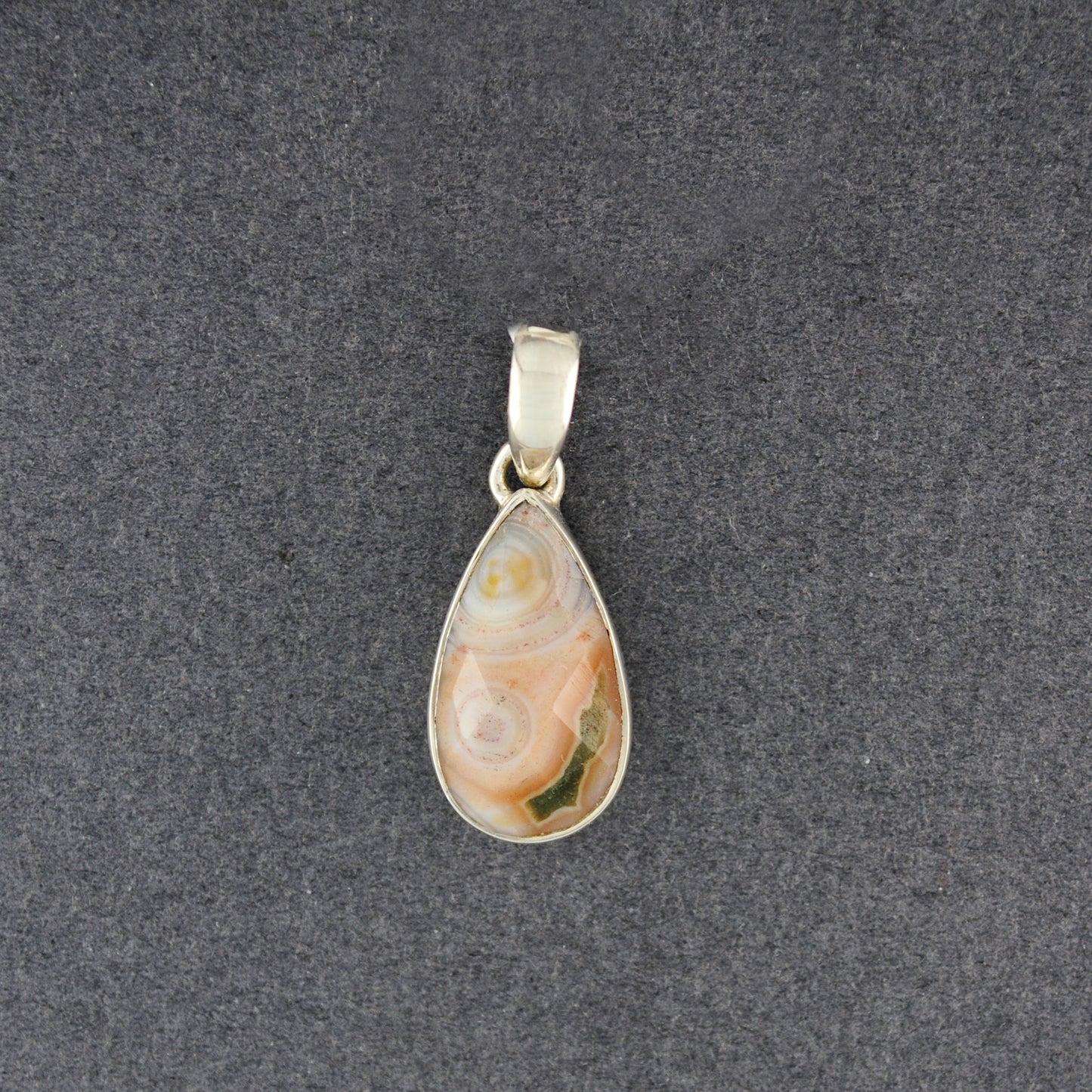 Sterling Silver Ocean Jasper Mini Faceted Teardrop Pendant