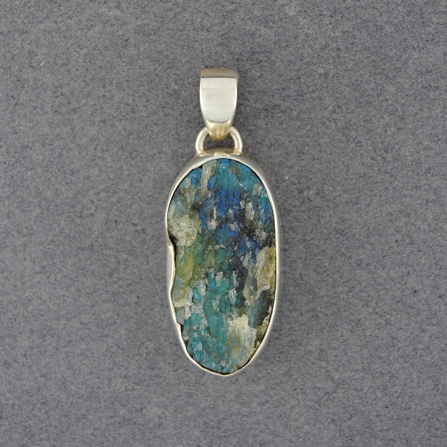 Sterling Silver Rough Labradorite Small Oval Pendant