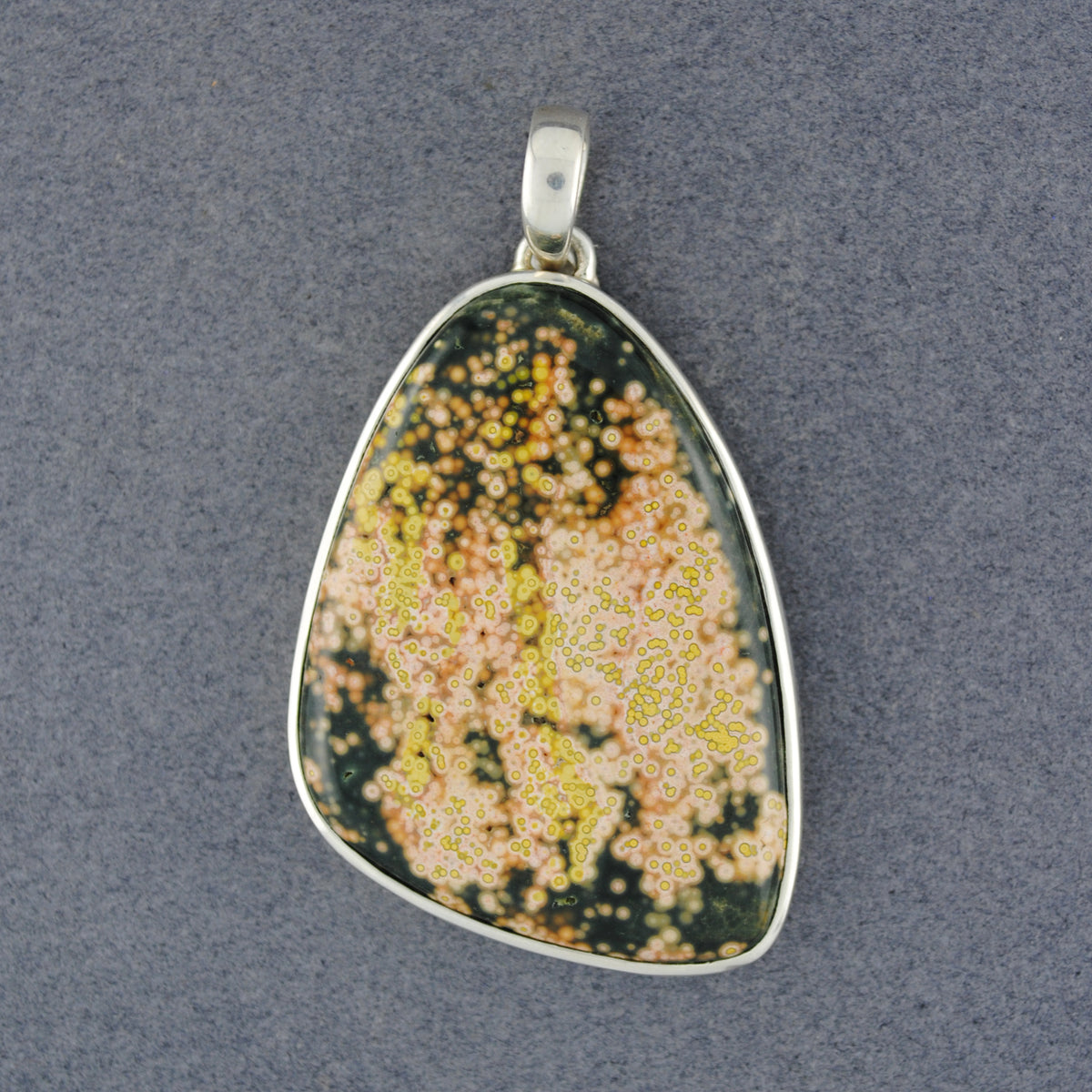Sterling Silver Ocean Jasper Large Angled Drop Pendant