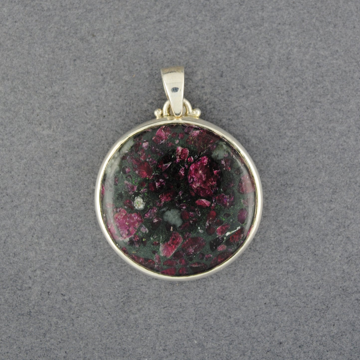Sterling Silver Eudyalite Circle Pendant