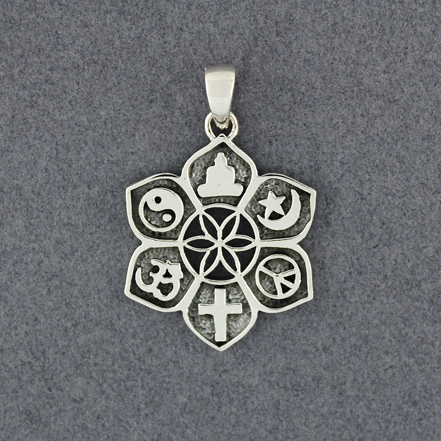 Sterling Silver 6 Philosophies Lotus Pendant