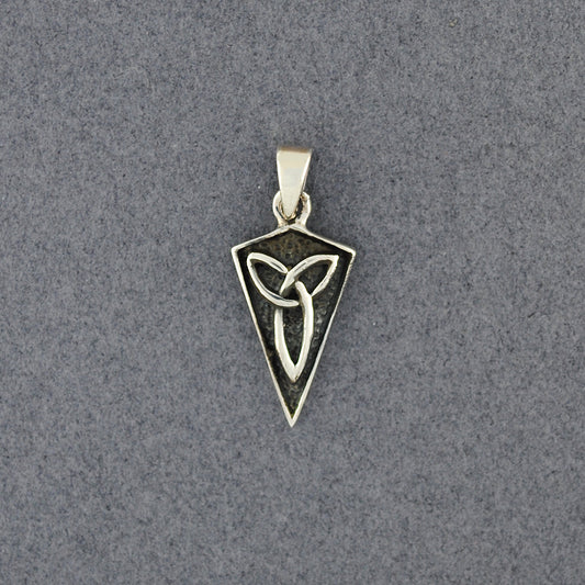 Sterling Silver Antiqued Trinity Sheild Pendant