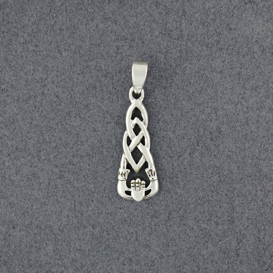 Sterling Silver Small Claddagh Weave Pendant