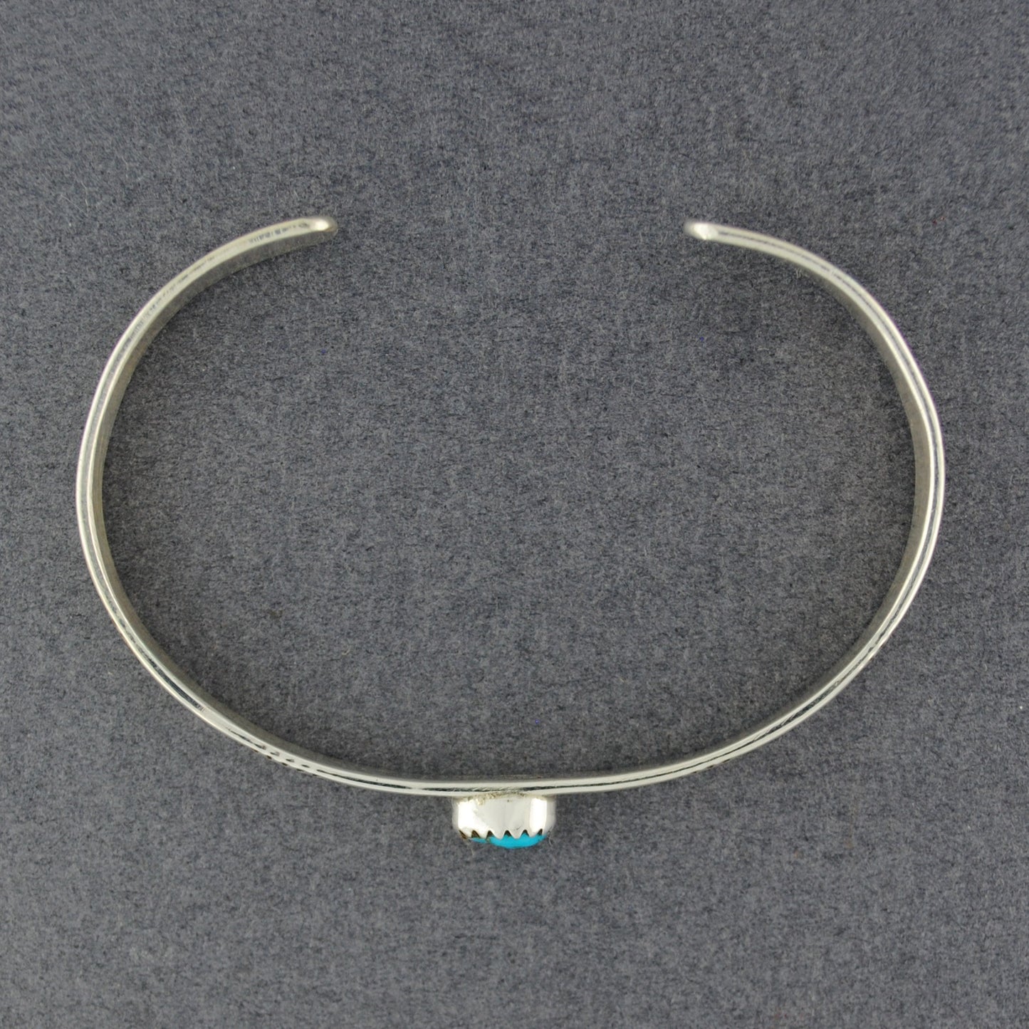 Sterling Silver Small Turquoise Oval With Details Cuff Bracelet