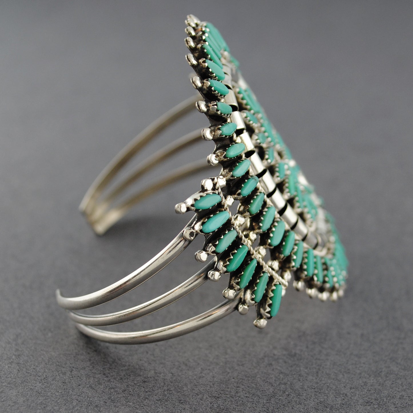 Sterling Silver Turquoise Petit Point Large Oval Cuff Bracelet