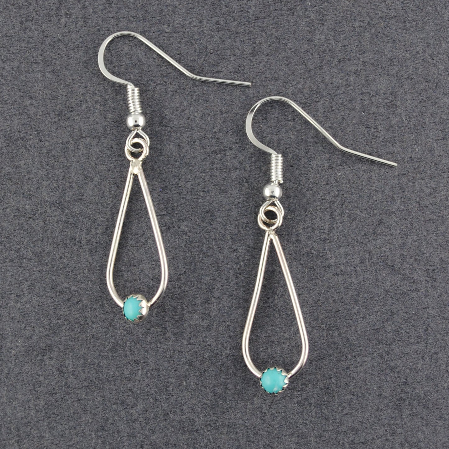 Sterling Silver Turquoise On Teardrop Earrings