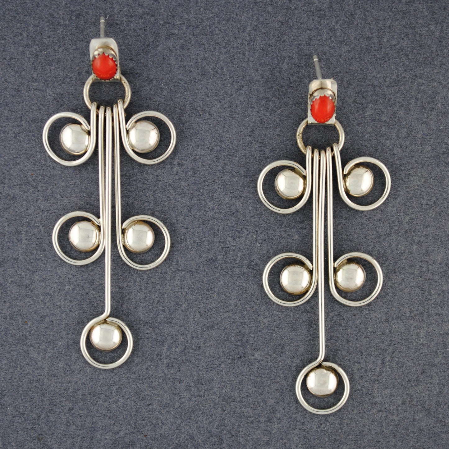 Sterling Silver Circles & Loops Coral Earrings