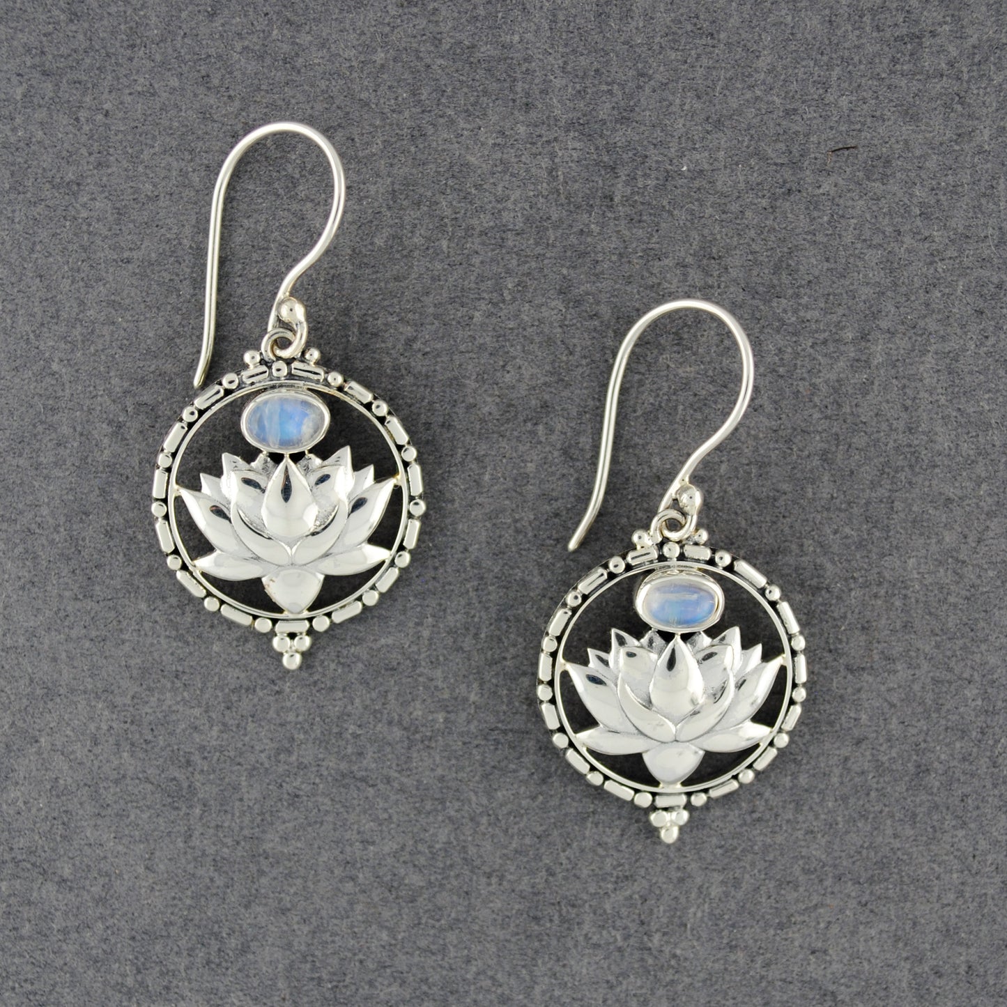 Lotus Flower Moonstone Earrings