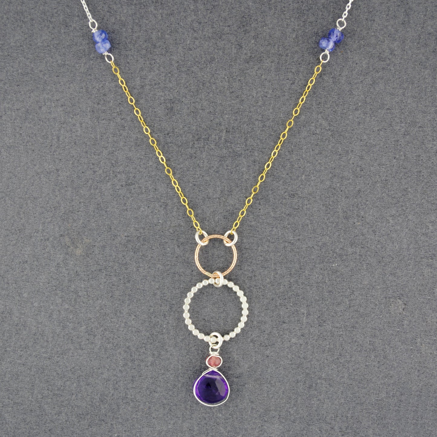 Silver Amethyst River Necklace