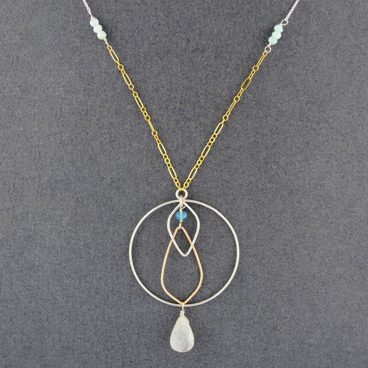Iridescent Droplet Moonstone Necklace