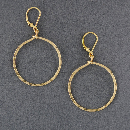 14K Gold Filled Hammered Circle Earrings