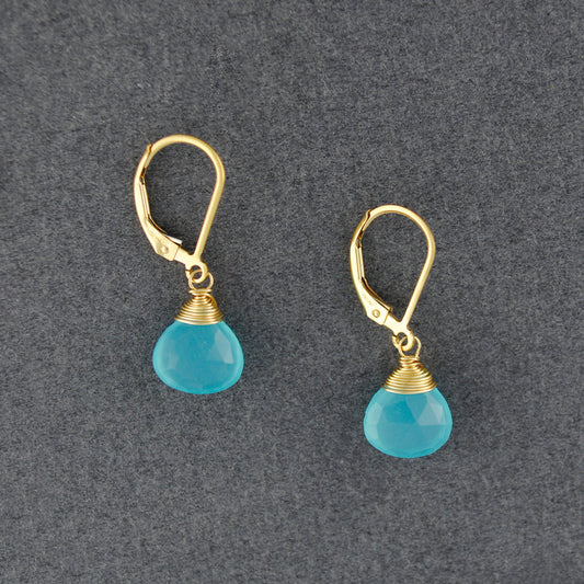 14K Gold Filled Seafoam Chalcedony Drop Earrings