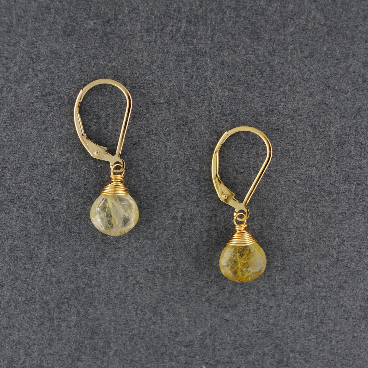 14K Gold Filled Wrapped Rutilated Quartz Earrings