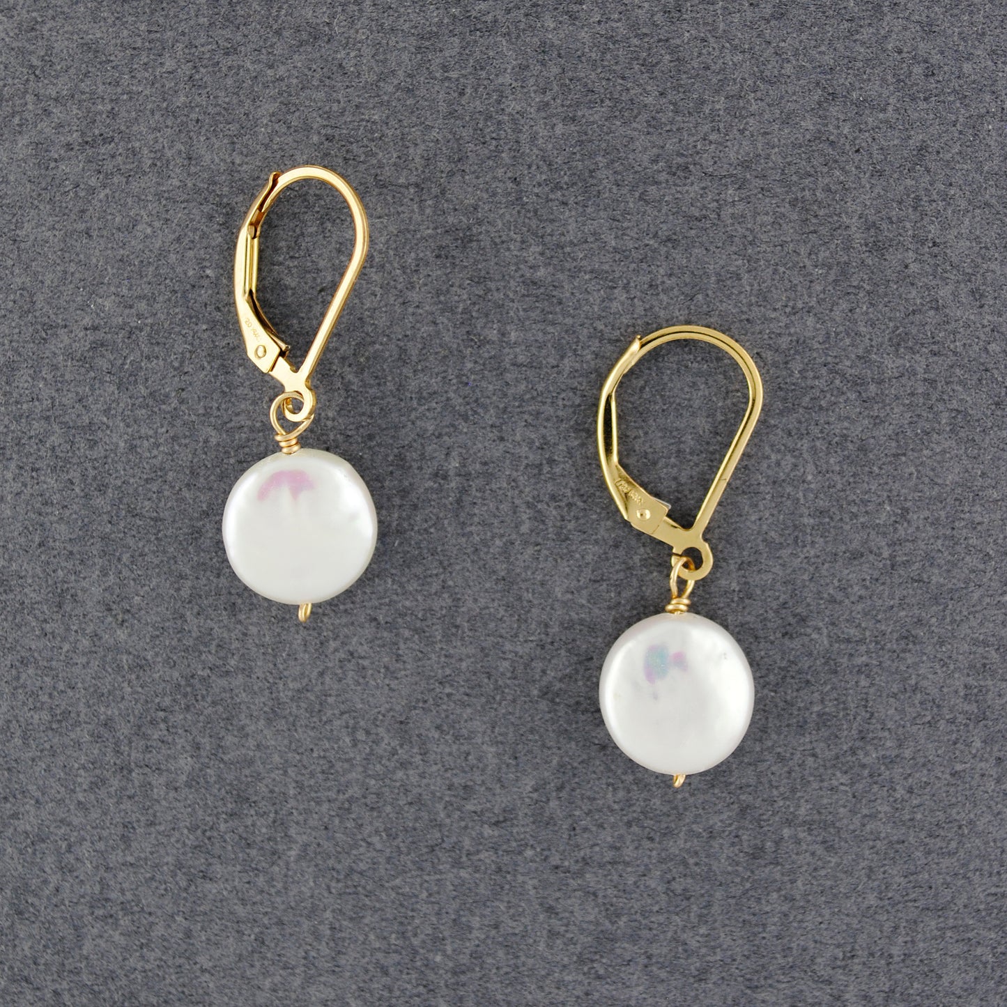 14K Gold Filled Freshwater Coin Pearl Earrings