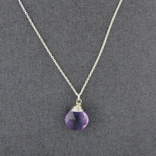 Sterling Silver Amethyst Drop Necklace