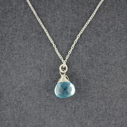 Sterling Silver Blue Topaz Drop Necklace