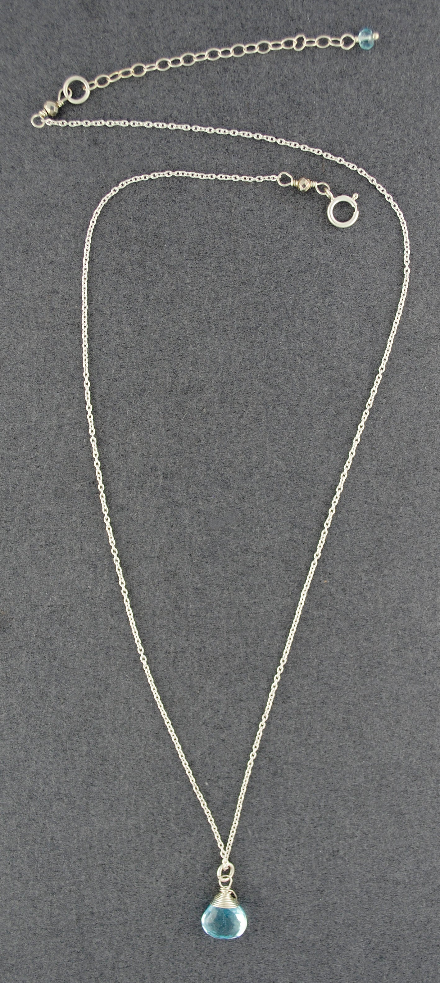 Sterling Silver Blue Topaz Drop Necklace