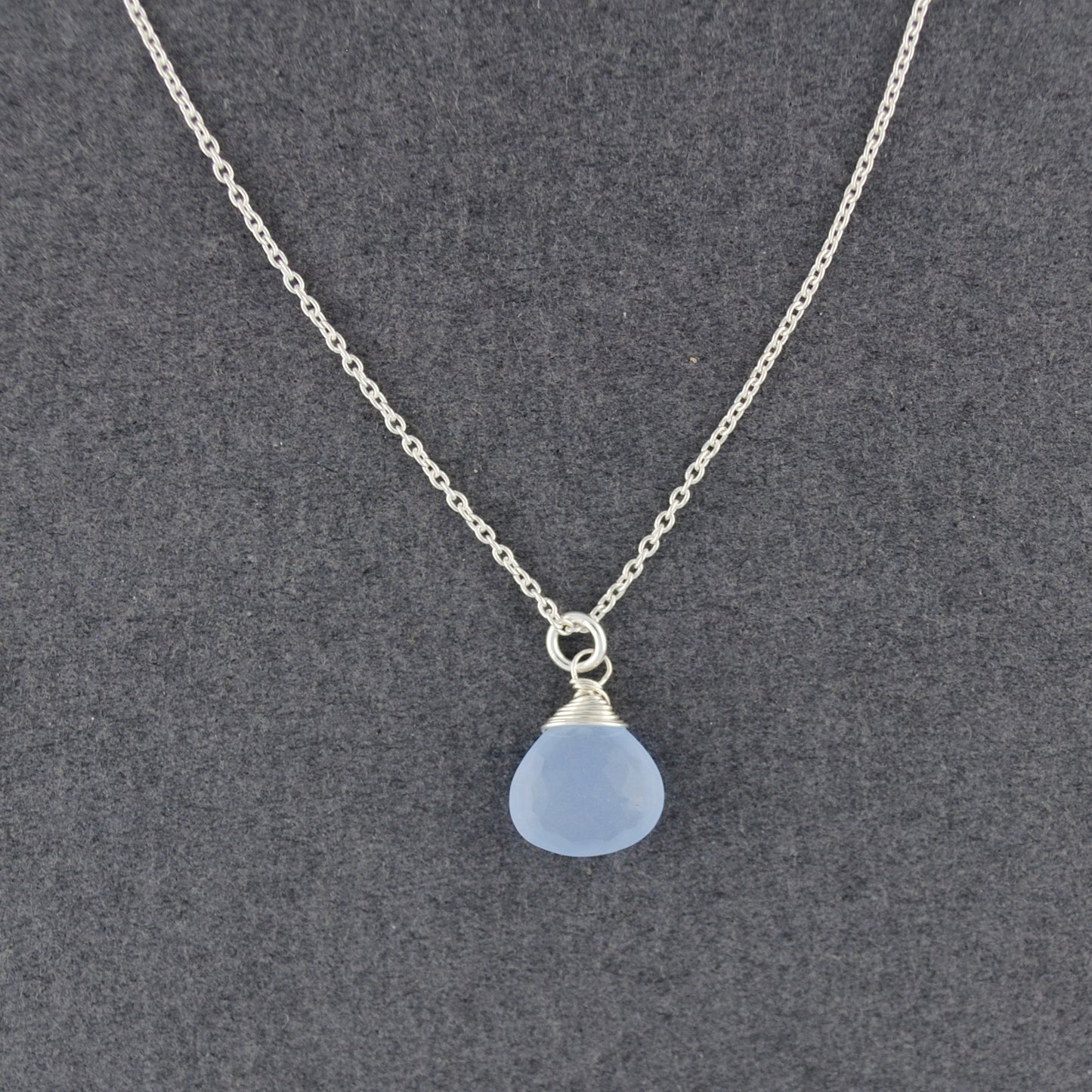 Sterling Silver Lavender Chalcedony Drop Necklace